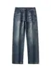 Ropa de Hombre Fengshe / Novedad Primavera 2026 Jeans Clásicos Americanos de Pierna Recta Elásticos con Detalle Desgastado Ojo de Gato 3D