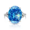 Transmisión en Vivo Más Vendido Anillo de Huevo de Paloma Extra Grande con Corte Flor de Hielo de Piedra Preciosa de Color para Mujer Incrustado con Anillo de Diamante de Alto Carbono Brillante Envío Directo