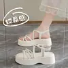 Sandalias Exquisitas de Pedrería de Gama Alta con Suela Gruesa para Mujer, Nuevos Zapatos de Playa Romanos Versátiles con Banda Elástica Verano 2026
