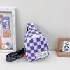Bolsa de Peito Infantil Coreana 2022 Tendência Padrão Xadrez Bolsa Transversal para Meninos Porta-Moedas de Bebê com Rosto Sorridente Bolsa de Peito