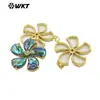 Wt-Jn310 Colgante Forma de Flor Patrón Concha de Abulón Brillante Reflectante Longitud Ajustable Collar para Mujer