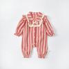 Roupas de Bebê 2025 Outono Novo Estilo Macacão para Bebês Meninas, Mês de Nascimento e Cem Dias Macacão Xadrez, Roupa para Passeio de Primavera e Engatinhar