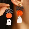 Novos Brincos de Madeira de Halloween Femininos Engraçados de Abóbora Folha de Bordo Fantasma Criativos Vazados Gota d'Água Gato