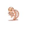 Brinco de Osso da Orelha Stud Lua Forma de Cobra Saturno Moda Transfronteiriça para Mulheres, Banhado a Cobre com Ouro 18K, Piercing para Orelha Stud com Parafuso Interno Cheio de Diamante