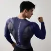 Camiseta de Manga Longa Elástica de Secagem Rápida para Comércio Exterior Masculina Tendência Primavera & Outono Esportes Corrida Basquete Treinamento Fitness Top Justo