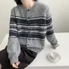 Novo cardigã de malha Fair Isle com gola redonda vintage da Dalan Source Sweater Factory, jaqueta feminina