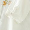 Verano Nuevo Estilo Gasa de Algodón Manga Tres Cuartos Camisa Blanca para Mujer Estilo Coreano Suelta y Versátil Flor Bordada Algodón Puro Camisa Manga Corta