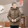 Chaqueta Acolchada de Algodón para Madres de Mediana Edad y Personas Mayores, Abrigo de Invierno Cálido con Capucha de Moda para Abuela, con Forro Polar Adicional y Algodón Engrosado