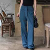 Névoa do Mar Verão Tencel Alta Qualidade Caimento Plissado Perna Estreita Casual Perna Larga Calças Design Feminino Cor Sólida Solto Largo
