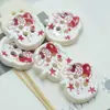 Botones de resina de manzana de cuatro agujeros con estampado colorido Componentes de accesorios DIY para suéteres y abrigos