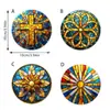 Juego de Posavasos de Madera a Cuadros con Vidrio Pintado Transfronterizo con Patrón de Mandala, Posavasos Artísticos de Mesa Estilo Europeo