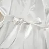 Moda outono 2023 simples novo roupão de cetim calça de manga comprida pijama conjunto de duas peças transfronteiriço Roupa de casa feminina