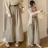 Calças Casuais Pantalona Cropped para Mulheres 2026 Primavera/Verão Novo Estilo Algodão Tencel Cintura Alta Design Emagrecedor Calças Longas Soltas de Cintura Alta