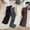 Meias de Lã de Bezerro para Mulheres, Meias Grossas Quentes de Outono e Inverno, Meias Longas Sem Costura de Micro-Pressão, Meias Largas Lisas Estilo Coreano para Mulheres