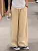 Pantalones cargo de color caqui con dobladillo curvo para mujer, finos de verano, corte holgado, pantalones casuales de estilo boyfriend relajado, adecuados para figuras petite, con buena caída y perneras anchas