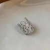 Estilo Hija de Familia Rica~Anillo Abierto Flor de Circonia Nicho Sensación de Alta Gama Anillo para Dedo Chapado en Oro Real de 18K Joyería para Mano