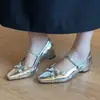 Zapatos Chuyuji estilo francés plateados elegantes con plataforma para mujer con tira floral de pedrería