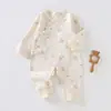 Mameluco para Bebé Recién Nacido con Lazos Estilo Monje Modelo Primavera y Otoño Algodón Puro Bebé Año del Caballo Otoño Recién Nacido Niños Pequeños Ropa de Dormir