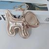 Lazo Transfronterizo Metálico Perro Grande Cuero Llavero Colgante Lindo Brillante Cuero Cachorro Llavero Colgante para Bolso