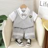 Ropa de Niño Ropa de Verano Traje de Niño 2025 Estilo Academia de Nueva Inglaterra Insignia Estilo Academia Lel Traje de Niño Falso Tres Piezas