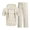 Verano 2026 Transfronterizo Amazon Traje Deportivo Casual 3D para Hombre Camisa de Manga Corta con Capucha Plisada Pantalones Sueltos