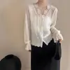 Top casual de punto con inserciones de encaje y diseño de cuello en V, cárdigan de punto de manga larga para mujer, suave y rejuvenecedor, cómodo para otoño