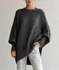Suéter de punto oversized con cuello redondo, transfronterizo europeo y americano, otoño/invierno 2026, marca independiente, estilo holgado y relajado, suéter de color liso para mujer