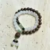 Pulsera de Doble Círculo de Madera de Águila 0.6 Cadena de Mano Portátil con Diseño de Loto de Madera de Boj Estilo Jade para Hombres y Mujeres