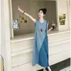 WZXSK Vestido de Mezclilla sin Mangas Super Hermoso para Mujer Verano Delgado Gama Alta Nicho Diseño Único Chaleco Adelgazante que Oculta el Vientre