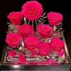 Espejo de flores eternas de cabello liso de fábrica, 9 rosas de jardín para novia, rosa de alta gama, regalo de San Valentín al por mayor