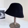 Sombrero de Cubo Rayado Texturizado de Alta Gama para Mujer, Sombrero de Pescador de Mezcla de Lana para Otoño e Invierno, Sombrero de Punto de Moda, Sombrero Cloche Versátil
