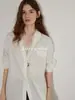 Lofi Eligió una Blusa de Gama Alta con Escote en V y Ribete de Encaje para Mujer, un Nuevo Estilo de Primavera con Mangas Largas y Corte Holgado