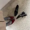 Zapatos Mary Jane Cuadrados Estilo Retro Francés para Mujer con Correa Única Tacón Grueso Corte Bajo Zapatos Individuales para Viajes Cotidianos Simples Versátiles Zapatos de Mujer