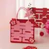 Nueva bolsa de fieltro de doble felicidad estilo chino, bolsa de mano de regalo para novia y dama de honor, bolsa para dulces de boda, bolsa de mariposa, versión roja