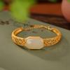 Yilu prata S925 prata de lei banhado a ouro Hetian jade Jade personalidade retrô borboleta oca Pulseira pulseira feminina de luxo leve