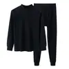 Conjunto de roupa íntima térmica de outono para meia-idade e idosos, algodão puro, unissex, gola redonda, corte justo, fino, tamanho grande, conjunto de roupa íntima quente para outono e inverno