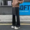 Calça de moletom reta estilo americano boca de sino moderna 2026 para homens, plus size, primavera e outono, cordão, calça casual solta