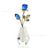 Jarrón decorativo de cristal rosa con varilla de metal artificial, artesanía creativa, decoración de escritorio para sala de estar, regalo para novia