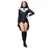 Novo traje de cosplay de freira com cruz para Halloween 2023, fantasia sexy de enfermeira para performance de palco