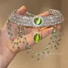 Collar Inspirado en el Verde con un Ambiente de Verano, Diseño de Nicho, Elegante y a la Moda Gargantilla de Cadena con Borla de Gota de Agua, Accesorio de Cadena para la Clavícula