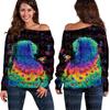Blusa Nova Estilo Transfronteiriça com Estampa Digital 3D de Pavão, Moda Feminina Europeia e Americana, Ombro a Ombro, Um Ombro Só, Camiseta Básica, Moletom para Mulheres, Estação Primavera