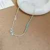 Colar de Cristal Colorido Dopamina de Vidro para o Verão, Corrente de Clavícula de Luxo Leve de Alta Qualidade com Design Único, Joia de Nicho