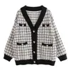 Suéter elegante estilo Chanel de estilo coreano para mujer, otoño e invierno, nuevo, holgado, estilo celebridad de Internet, cárdigan de punto de longitud media