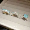 Anel Aberto com Renda e Gotejamento de Óleo Cravejado de Diamantes, Estilo Doce e Fresco, Anel para Dedo Indicador, Joia Versátil de Alto Padrão de Nicho para Mulheres
