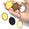 35*25mm Diámetro Interior Piedra de Tiempo Ovalada Base de Aleación Accesorios para Joyería DIY Colgante para Collar C65