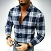 Camisa de manga larga con estampado de cuadros color block de Amazon, camisa casual retro para hombre