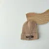 Sombreros de Lana Tejidos de Estilo Coreano Ins con Letras para Niños y Niñas, Gorros de Invierno Cálidos para Bebés, Tendencia