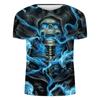 Verão cross-border moda fabricantes de camisetas caveira preta e branca 3DT camisa manga curta pescoço redondo jaqueta digital estampada
