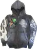Sudadera con capucha de marca nueva y de moda para hombre 2025, Chaqueta con cremallera estampada estilo callejero americano para primavera y otoño, Ropa exterior de moda hip-hop holgada