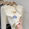 Camiseta Térmica Base para Meninas de Primavera e Outono, Camiseta Redonda para Meninas Grandes e Bebês, Top Doce Versátil para Meninas na Primavera